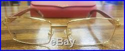 Cartier gold plated wood eye glasses with case Paris 140