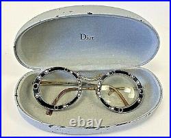 Christian Dior Black Enamel Jeweled Eyeglasses Frames 1960s Uber Rare Orig Box