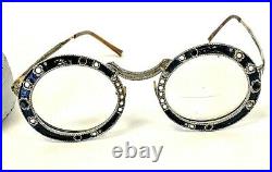 Christian Dior Black Enamel Jeweled Eyeglasses Frames 1960s Uber Rare Orig Box