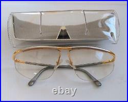 Circa 1980's Logo Paris Gold & Pewter 130 Eyeglasses with Case. Made in France