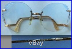 EROS 22K Gold eyeglasses frames blue lenses vintage mod regency MADE IN FRANCE
