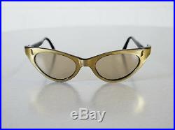 Edle Frame France Gold Schwarz Cat Eye Brille Sonnenbrille Rockabilly Ära 50er