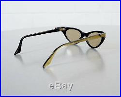 Edle Frame France Gold Schwarz Cat Eye Brille Sonnenbrille Rockabilly Ära 50er