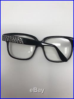 Emmanuelle Khanh Vintage Glasses Black/rhinestone 9080 R-16 Made In France 3239