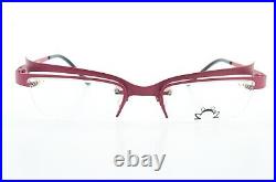 Eyedc Glasses Mod. V586 006 48-21 120 Red Flexi Metal Semi Rim Vintage France