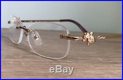 Eyeglasses Frame vintage 1990s Cartier for Women Frameless Gold Strass New