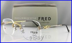 FRED Custom Eyeglasses F1-53 Cabestan Temples two Tone Gold Plated 22k Round