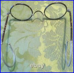FRENCH 1920s ROUND EYEGLASSES SPECTACLESSILVER METAL & TORTOISE CELLULOIDMINT