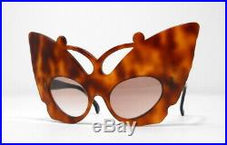Fabulous vintage sunglasses lunettes 1970 butterfly carved frame France