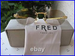 Fred #586331 Orcade Vtg France 22k Plated Rimless Unisex Oval Sunglass/eyeglass