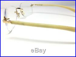 GOLD & WOOD Rimless Eyeglasses GENUINE BUFFALO HORN Frame 51-21-130