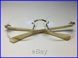 GOLD & WOOD Rimless Eyeglasses GENUINE BUFFALO HORN Frame 51-21-130