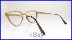 Gold & Wood Ultra Rare Vintage Eyeglasses Avant-garde Cat Eye Luxury Frames