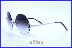 Genuine Vintage Cartier Platinum Round Sunglasses Eyeglasses Frame 55 -20 135