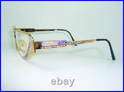 Gerard Levet, eyeglasses, frames, Gold filled, asymmetric, crystals, NOS, pzazz
