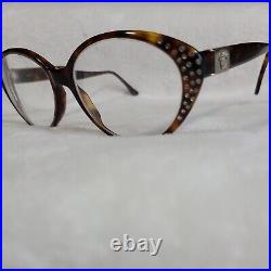 Gianni Versace Vintage Eye Glasses Rhinestones 70s 80s Style Tortoise Design