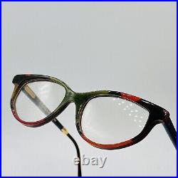 Gold And Wood eyeglasses Ladies Oval Colourful Cateye Real Vintage Mod. 714 NOS