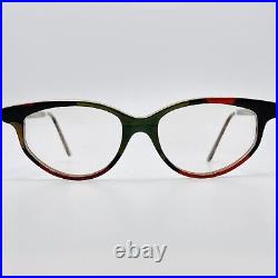 Gold And Wood eyeglasses Ladies Oval Colourful Cateye Real Vintage Mod. 714 NOS