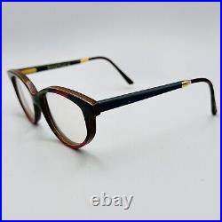 Gold And Wood eyeglasses Ladies Oval Colourful Cateye Real Vintage Mod. 714 NOS