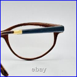 Gold And Wood eyeglasses Ladies Oval Colourful Cateye Real Vintage Mod. 714 NOS