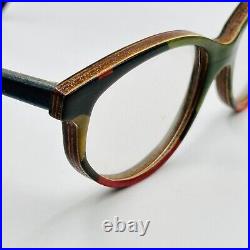 Gold And Wood eyeglasses Ladies Oval Colourful Cateye Real Vintage Mod. 714 NOS