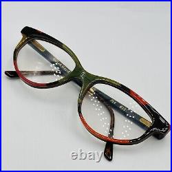 Gold And Wood eyeglasses Ladies Oval Colourful Cateye Real Vintage Mod. 714 NOS