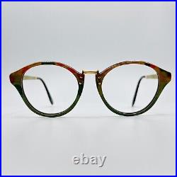 Gold And Wood eyeglasses Ladies Round Colourful Braun Real Vintage Mod. 413 New