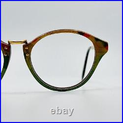 Gold And Wood eyeglasses Ladies Round Colourful Braun Real Vintage Mod. 413 New