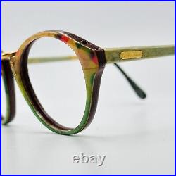 Gold And Wood eyeglasses Ladies Round Colourful Braun Real Vintage Mod. 413 New