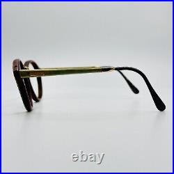 Gold And Wood eyeglasses Ladies Round Colourful Braun Real Vintage Mod. 413 New