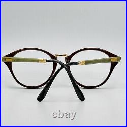 Gold And Wood eyeglasses Ladies Round Colourful Braun Real Vintage Mod. 413 New