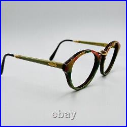 Gold And Wood eyeglasses Ladies Round Colourful Braun Real Vintage Mod. 413 New