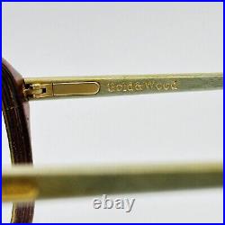 Gold And Wood eyeglasses Ladies Round Colourful Braun Real Vintage Mod. 413 New