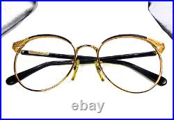 Jacques Fath JF 01 Gold/Black 52-19-145 Vintage Eyeglasses Frames Made in France