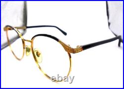 Jacques Fath JF 01 Gold/Black 52-19-145 Vintage Eyeglasses Frames Made in France