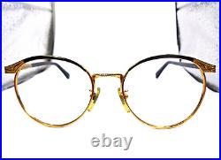 Jacques Fath JF 01 Gold/Black 52-19-145 Vintage Eyeglasses Frames Made in France