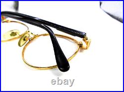 Jacques Fath JF 01 Gold/Black 52-19-145 Vintage Eyeglasses Frames Made in France