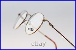 Kenzo Cuba K271 K17, Vintage 90s antique gold panto round eyeglasses frames mens