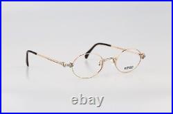 Kenzo Zoe K331 K48, Vintage 90s silver and gold small oval eyeglasses frames NOS