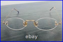 LANVIN 1211. Vintage Oval Rimless Antique Gold Glasses