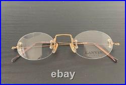 LANVIN 1211. Vintage Oval Rimless Antique Gold Glasses
