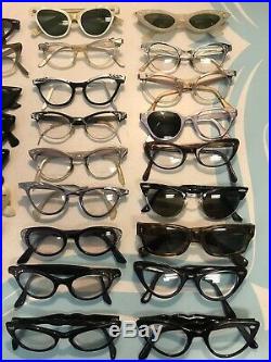 LOT Of 33 Vintage 1950s Eyeglasses Sunglasses Shur American Optical France MORE