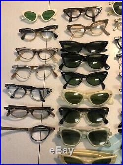 LOT Of 33 Vintage 1950s Eyeglasses Sunglasses Shur American Optical France MORE