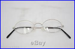 Les Puces Gouverneur Audigier Vintage Oval Eyeglasses Eyewear France 44mm Silver