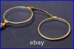 Lorgnette Antique Glasses Spectacles No Diopter +-1890 Gold Filled Doublé