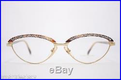 Loris Azzaro Star Paris 432 Brown Gold precious stones Vintage eyeglasses 57mm
