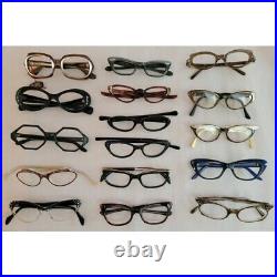 Lot of 16 Vintage Eyeglasses Frames Cat Eye Rhinestones France, USA