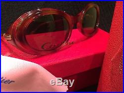 MINT $980 Cartier Cat Eye Tortoise Sunglasses Original Trinity Panthere Santos