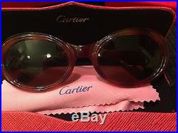 MINT $980 Cartier Cat Eye Tortoise Sunglasses Original Trinity Panthere Santos