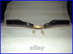 Men's Vintage c. 1960 Amor browline eyeglasses frame, semi rimless, Black & gold